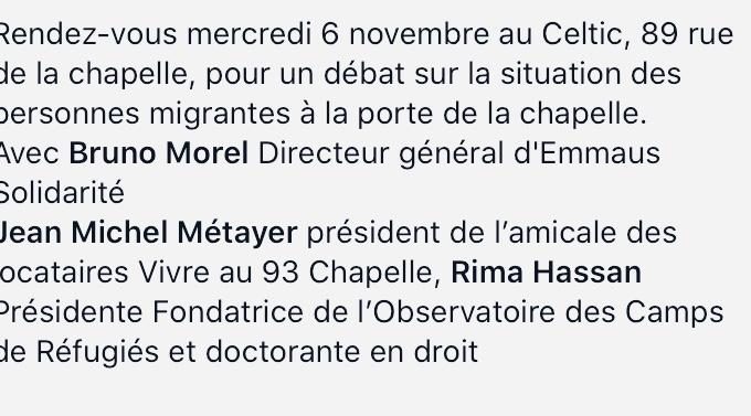 Café-débat sur la situation des exilés dans les campements à la porte de La Chapelle